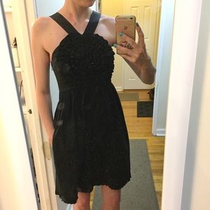 Black ruffly cocktail dress